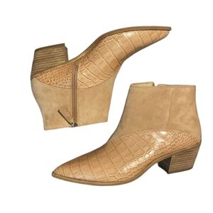 Louise et Cie Beige Croc-Embossed Ankle Booties